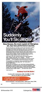 Ski Magazine Nov 1971 Graves Skis ad